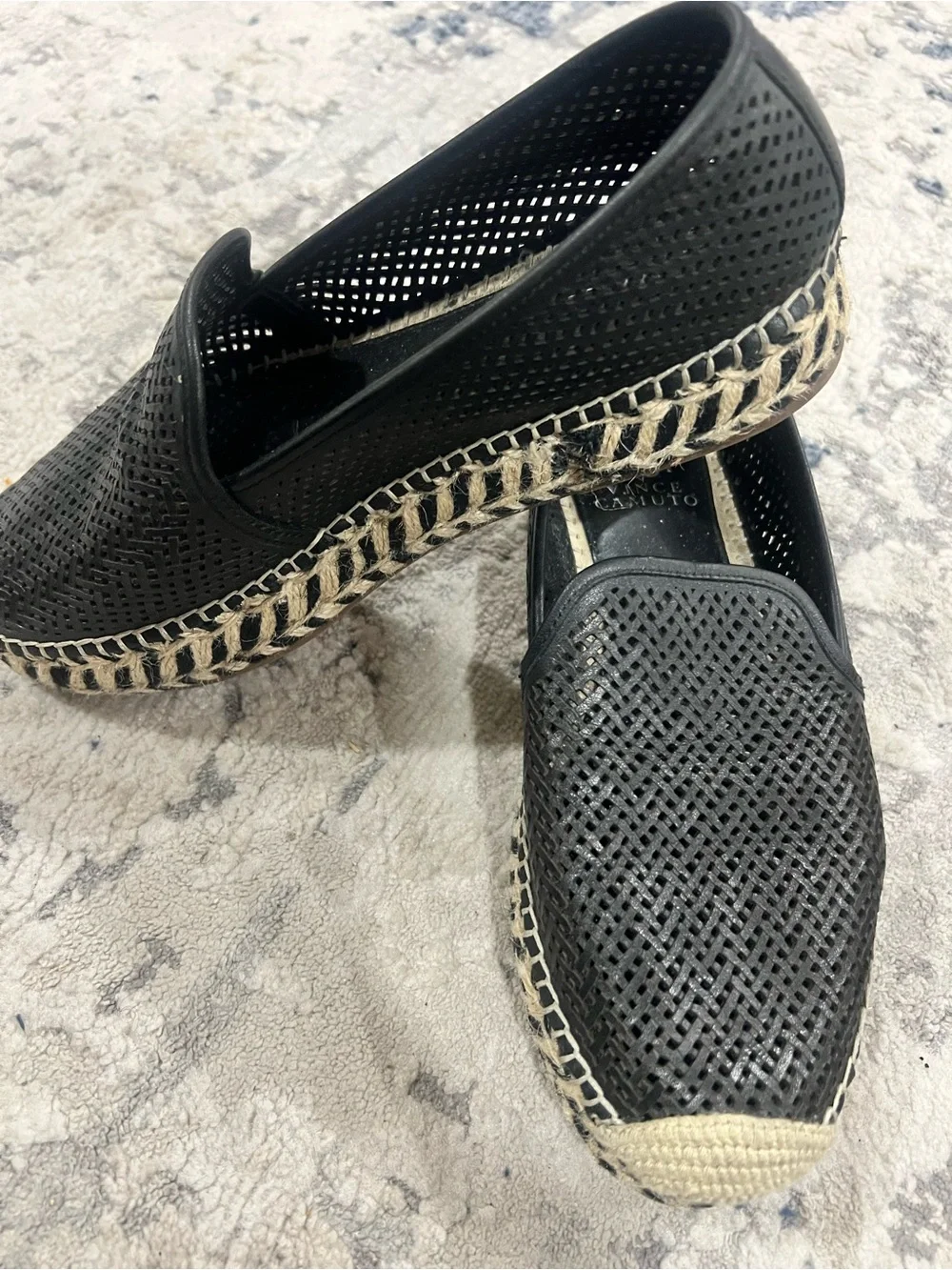 Vince Camuto Women’s Black Perforated Espadrille Slip-Ons